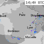 Image radar des pr&eacute;cipitations France 16:10 UTC