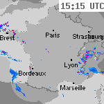 Image radar des pr&eacute;cipitations France 16:30 UTC