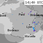 Image radar des pr&eacute;cipitations France 16:10 UTC