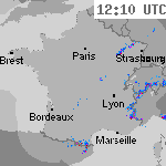 Image radar des pr&eacute;cipitations France 13:40 UTC