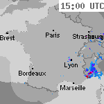 Image radar des pr&eacute;cipitations France 16:15 UTC