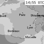 Image radar des pr&eacute;cipitations France 16:25 UTC