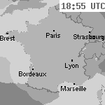 Image radar des pr&eacute;cipitations France 20:25 UTC