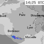 Image radar des pr&eacute;cipitations France 15:55 UTC