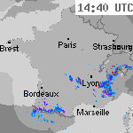 Image radar des pr&eacute;cipitations France 16:10 UTC