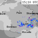 Image radar des pr&eacute;cipitations France 16:40 UTC