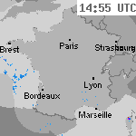 Image radar des pr&eacute;cipitations France 16:25 UTC