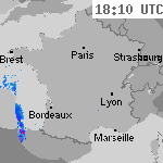 Image radar des pr&eacute;cipitations France 19:40 UTC