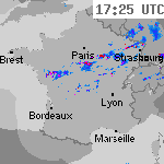Image radar des pr&eacute;cipitations France 18:55 UTC