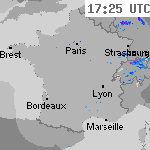 Image radar des pr&eacute;cipitations France 18:55 UTC