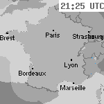 Image radar des pr&eacute;cipitations France 22:55 UTC