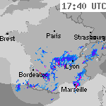 Image radar des pr&eacute;cipitations France 19:10 UTC