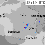 Image radar des pr&eacute;cipitations France 19:40 UTC