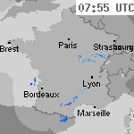 Image radar des pr&eacute;cipitations France 09:25 UTC